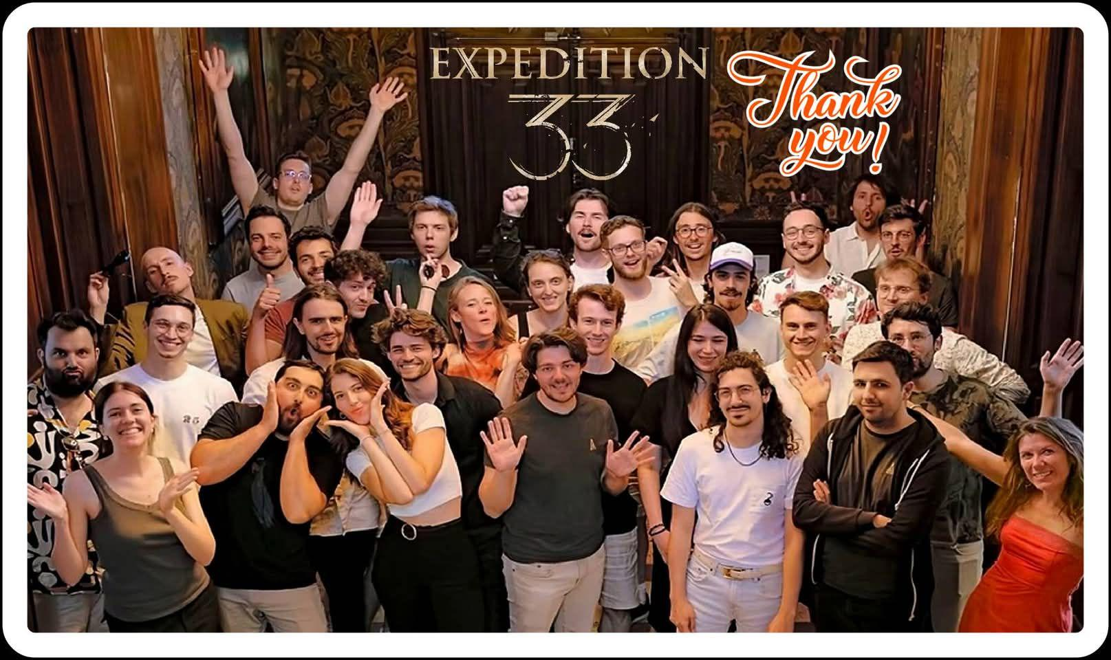 A photo of the Sandfall Interactive developers celebrating the release of their game.